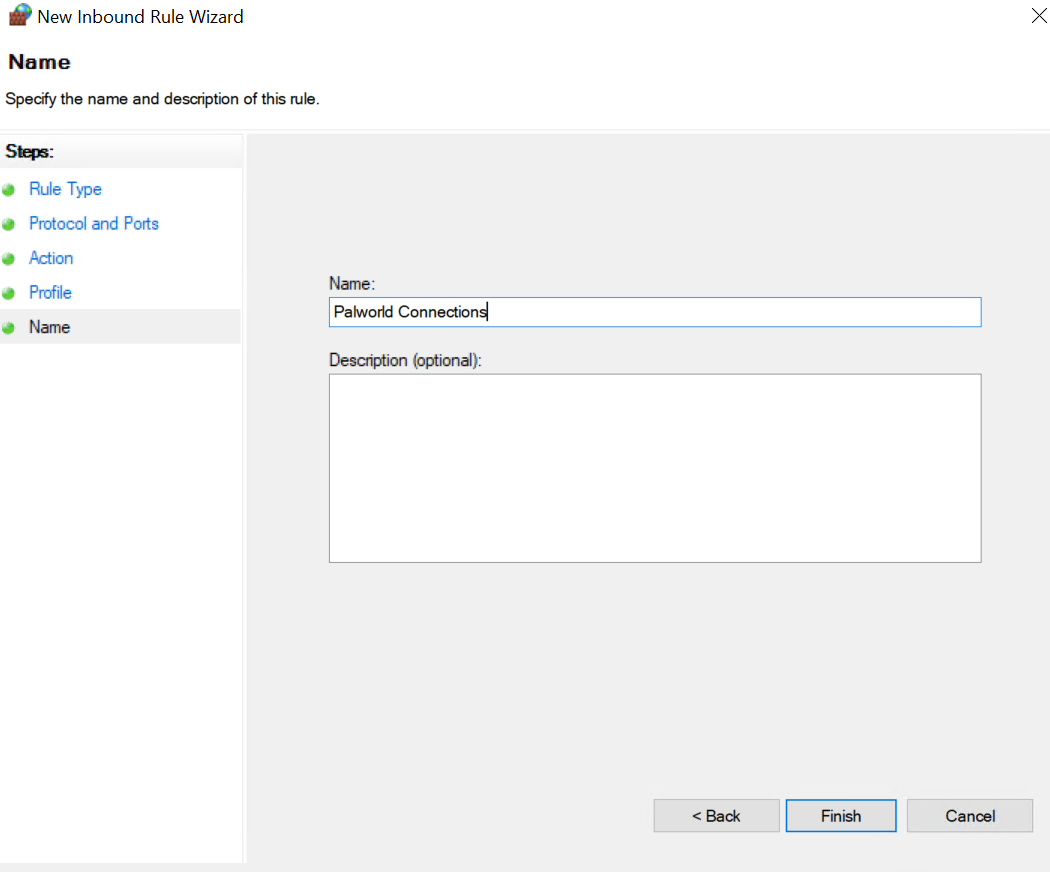 Windows Firewall application with the Inbound Rules panel open