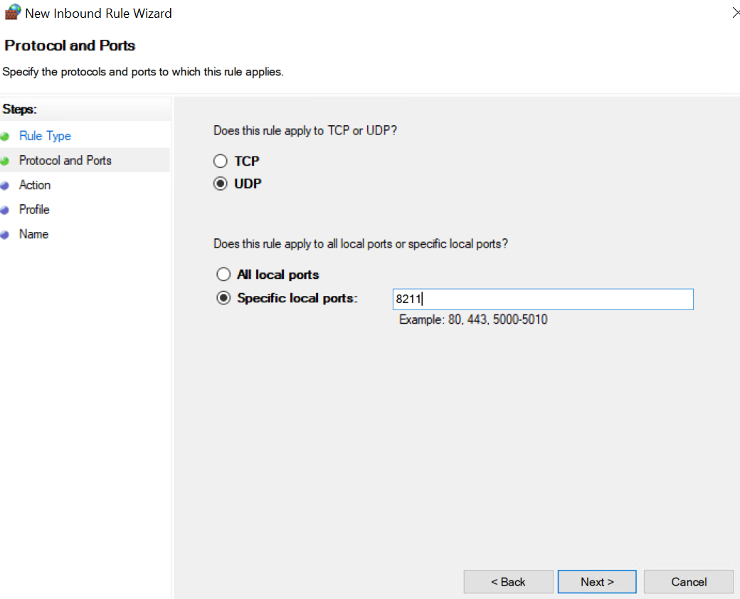 Windows Firewall application with the Inbound Rules panel open